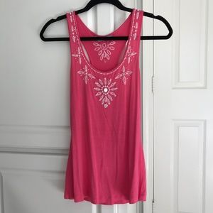 Marciano Pink Beaded Pearl Soft Racerback Tank Top